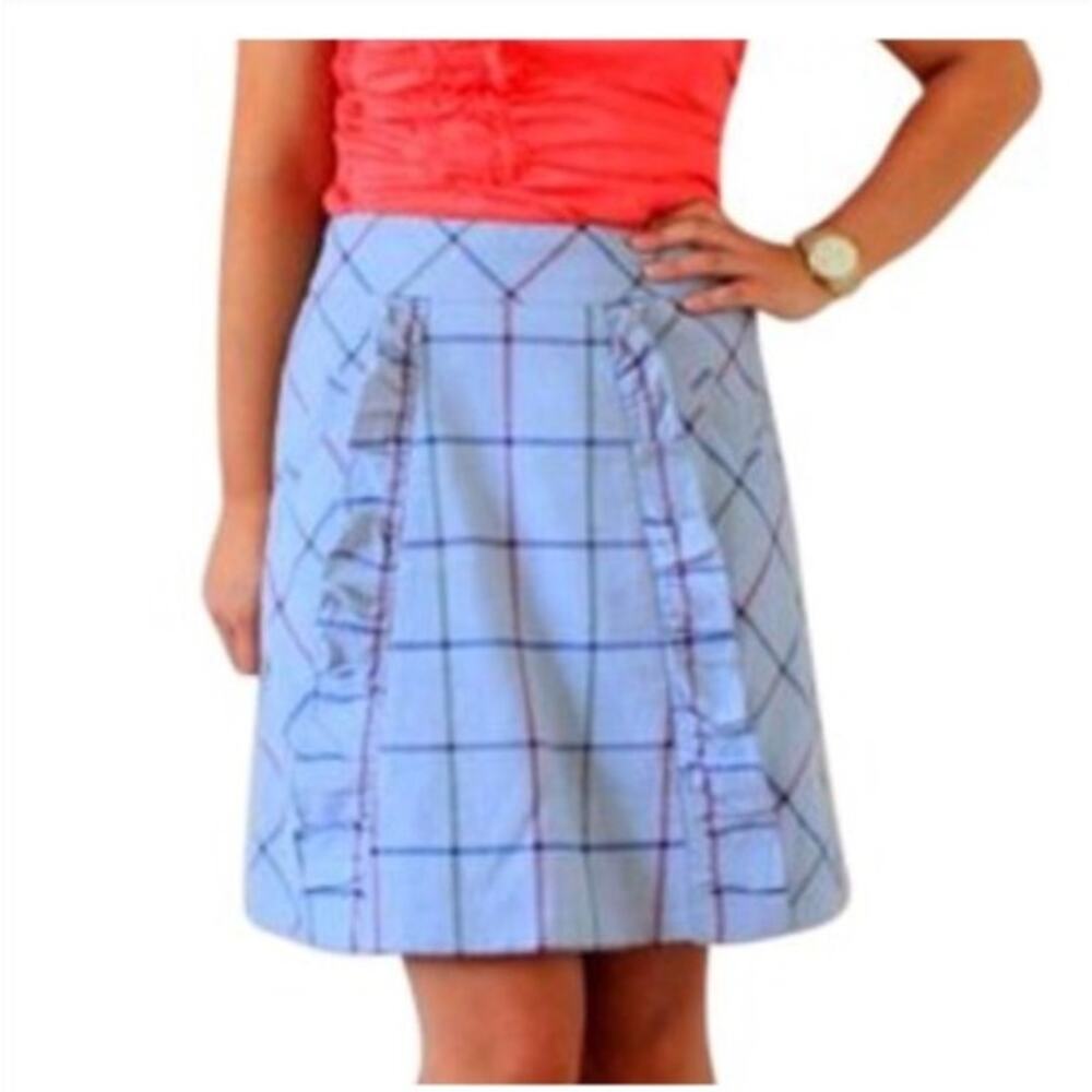 Anthro Edme & Esyllte Plaid Print Ruffle Skirt Size 12